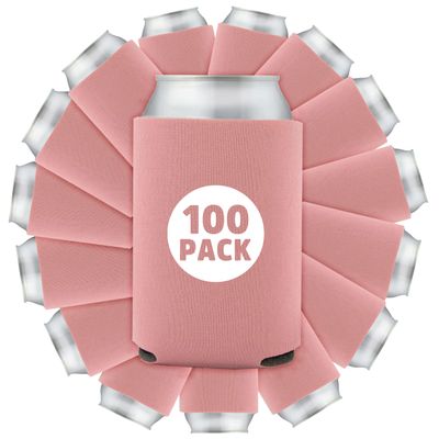 100 Pcs Bulk Blank Collapsible Can Coolers - Perfect For Sublimation Printing, HTV, Screen Printing or DIY Crafts (Coral)
