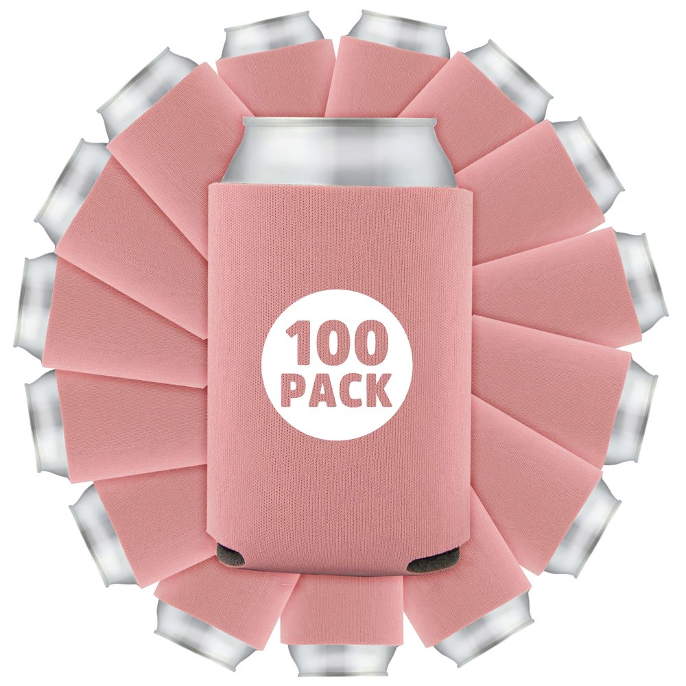100 Pcs Bulk Blank Collapsible Can Coolers - Perfect For Sublimation Printing, HTV, Screen Printing or DIY Crafts (Coral)