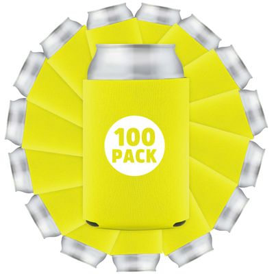 100 Pcs Bulk Blank Collapsible Can Coolers - Perfect For Sublimation Printing, HTV, Screen Printing or DIY Crafts (Marigold)