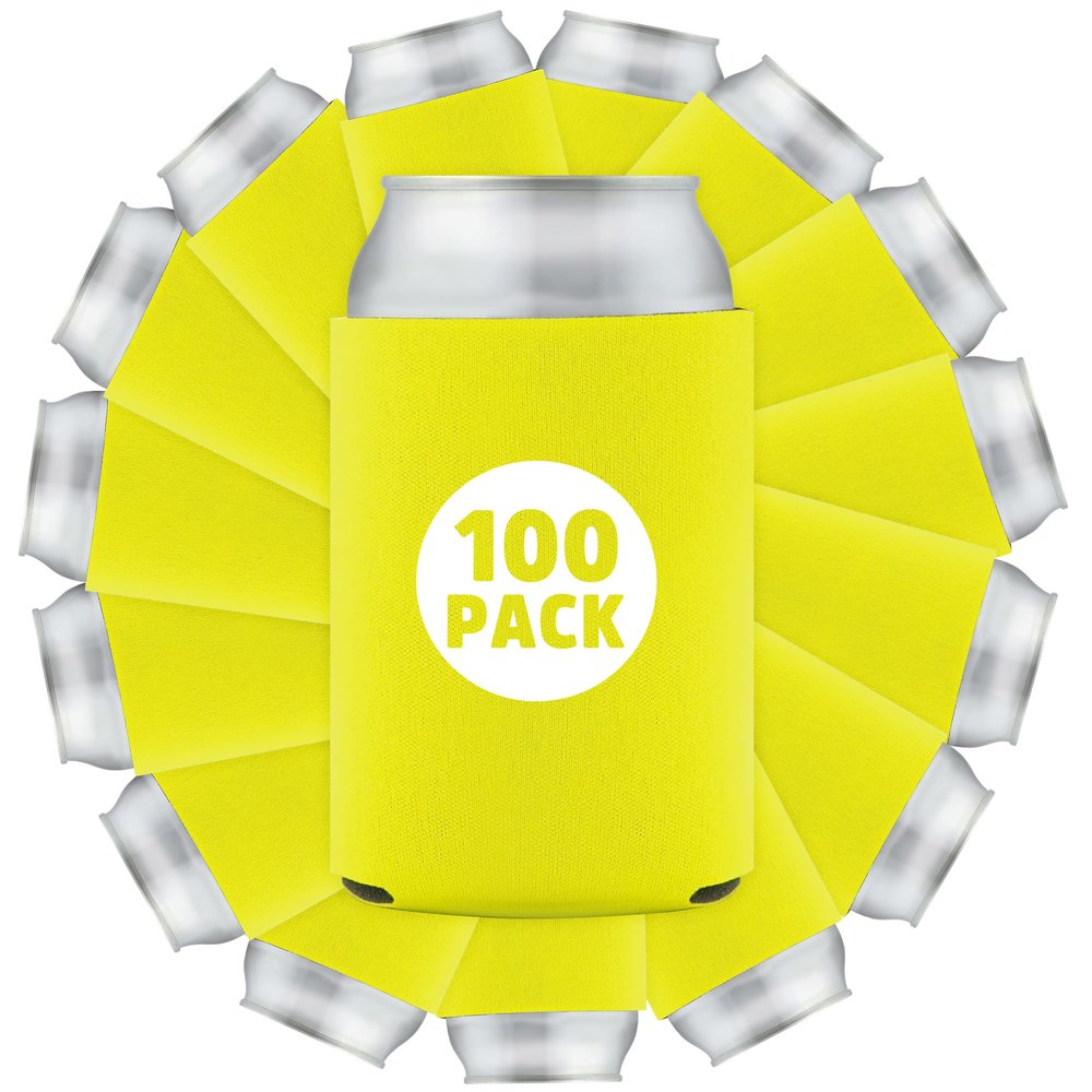 100 Pcs Bulk Blank Collapsible Can Coolers - Perfect For Sublimation Printing, HTV, Screen Printing or DIY Crafts (Marigold)