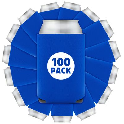 100 Pcs Bulk Blank Collapsible Can Coolers - Perfect For Sublimation Printing, HTV, Screen Printing or DIY Crafts (Cerulean)