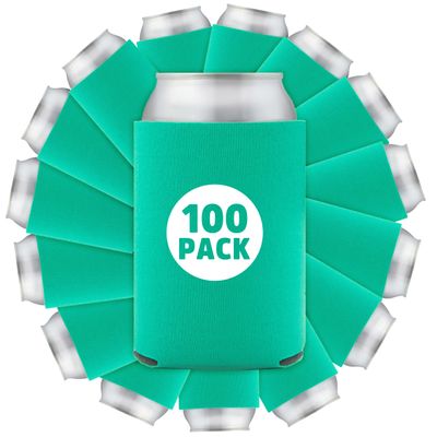 100 Pcs Bulk Quality Collapsible Can Coolers - Perfect For Sublimation Printing, HTV, Screen Printing or DIY Crafts (Emerald)