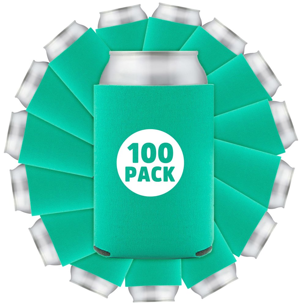 100 Pcs Bulk Quality Collapsible Can Coolers - Perfect For Sublimation Printing, HTV, Screen Printing or DIY Crafts (Emerald)