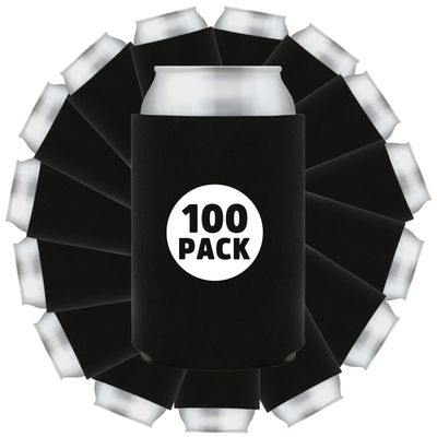 100 Pcs Bulk Blank Collapsible Can Coolers - Perfect For Sublimation Printing, HTV, Screen Printing or DIY Crafts (Black)