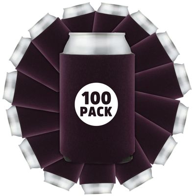100 Pcs Bulk Blank High Quality Collapsible Can Coolers - Perfect For Sublimation Printing, HTV, Screen Printing or DIY Crafts (Eggplant)