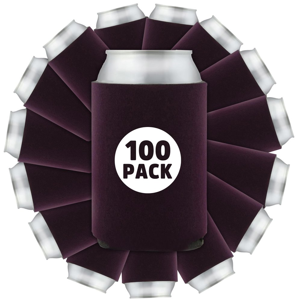 100 Pcs Bulk Blank High Quality Collapsible Can Coolers - Perfect For Sublimation Printing, HTV, Screen Printing or DIY Crafts (Eggplant)