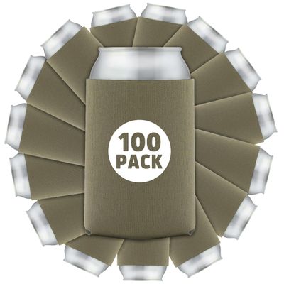 100 Pcs Bulk Blank Collapsible Can Coolers - Perfect For Sublimation Printing, HTV, Screen Printing or DIY Crafts (Taupe)