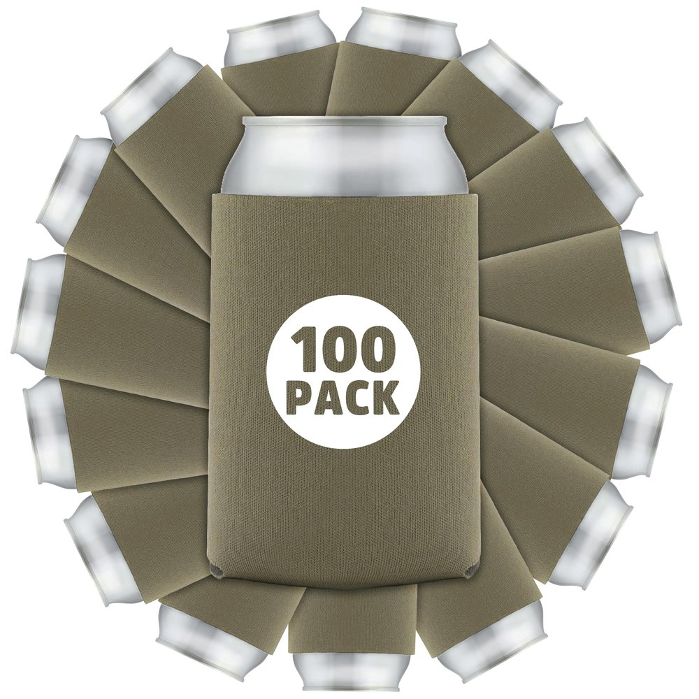 100 Pcs Bulk Blank Collapsible Can Coolers - Perfect For Sublimation Printing, HTV, Screen Printing or DIY Crafts (Taupe)