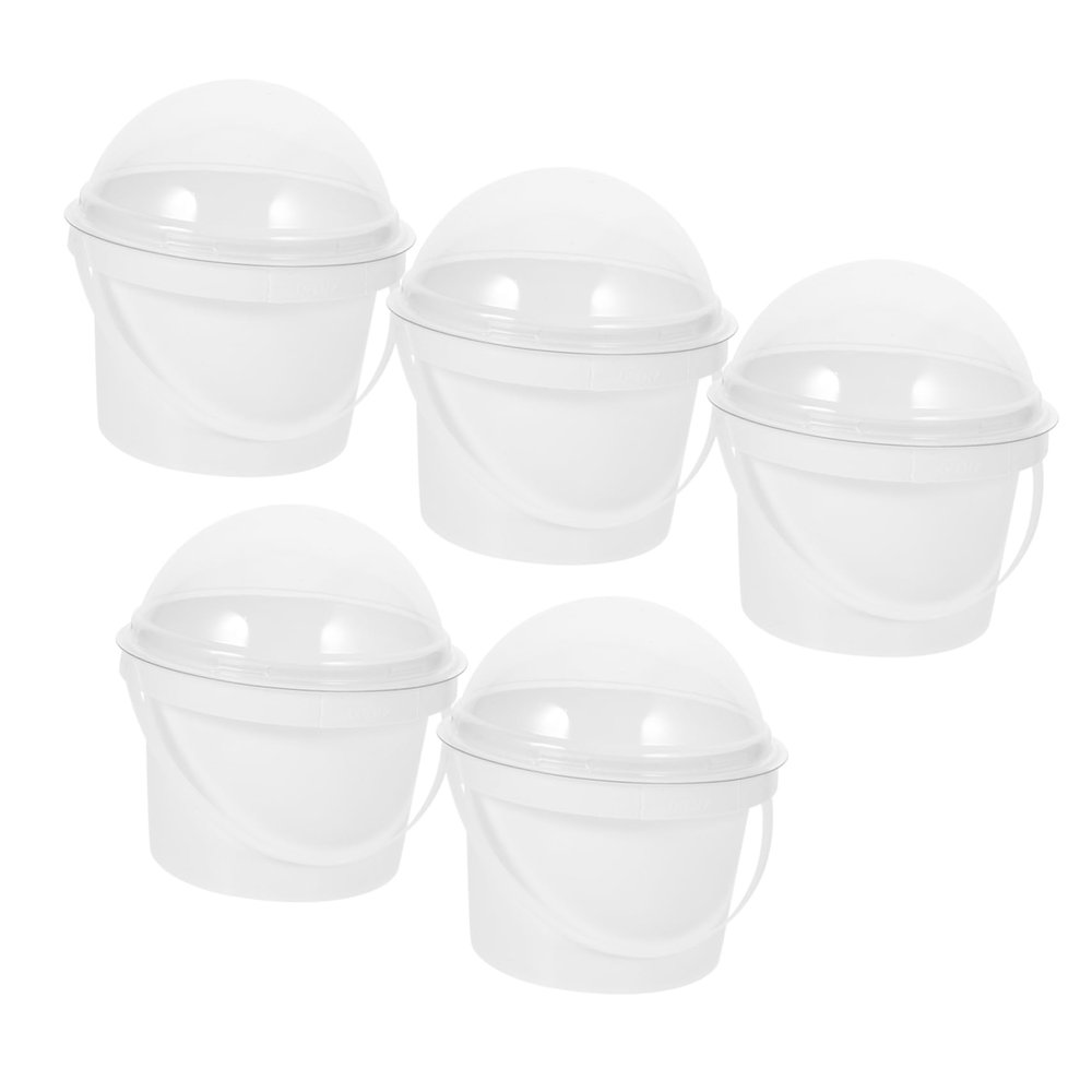 ABOOFAN 5pcs Plastic Popcorn Buckets with Dome Lids and Handles Versatile Snack Bowls for Ice Cream Candy and Chips for Parties and Festivals