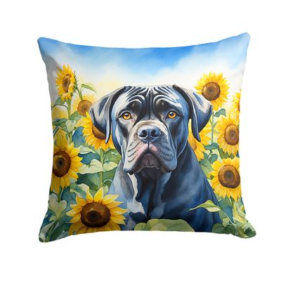 Caroline's Treasures in Sunflowers Throw Pillow, 18Hx18W, Cane Corso 6045