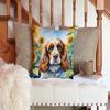 Caroline's Treasures in Sunflowers Throw Pillow, 14Hx14W, Cocker Spaniel 6058 view 3