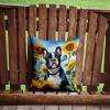 Caroline's Treasures in Sunflowers Throw Pillow, 14Hx14W, French Bulldog 6082 view 2