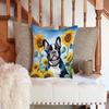 Caroline's Treasures in Sunflowers Throw Pillow, 14Hx14W, French Bulldog 6082 view 3