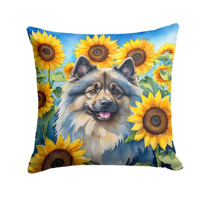Caroline's Treasures in Sunflowers Throw Pillow, 14Hx14W, Keeshond 6105