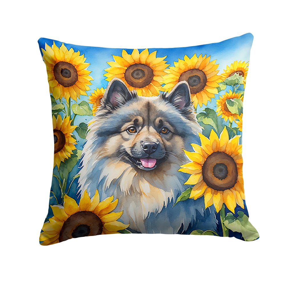 Caroline's Treasures in Sunflowers Throw Pillow, 14Hx14W, Keeshond 6105