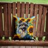 Caroline's Treasures in Sunflowers Throw Pillow, 14Hx14W, Keeshond 6105 view 2