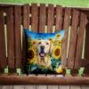 Caroline's Treasures in Sunflowers Throw Pillow, 14Hx14W, Labrador Retriever 6111 view 2