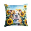 Caroline's Treasures in Sunflowers Throw Pillow, 14Hx14W, English Bulldog 6072 view 1