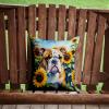 Caroline's Treasures in Sunflowers Throw Pillow, 14Hx14W, English Bulldog 6072 view 2