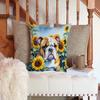 Caroline's Treasures in Sunflowers Throw Pillow, 14Hx14W, English Bulldog 6072 view 3