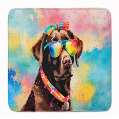 Caroline's Treasures Chocolate Labrador Hippie Dawg Memory Foam Kitchen Mat Machine Washable Anti-Fatigue Mat Cushion Comfort Bath Mat or Kitchen Rug