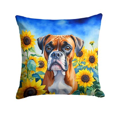 Caroline's Treasures in Sunflowers Throw Pillow, 18Hx18W, Boxer 6037