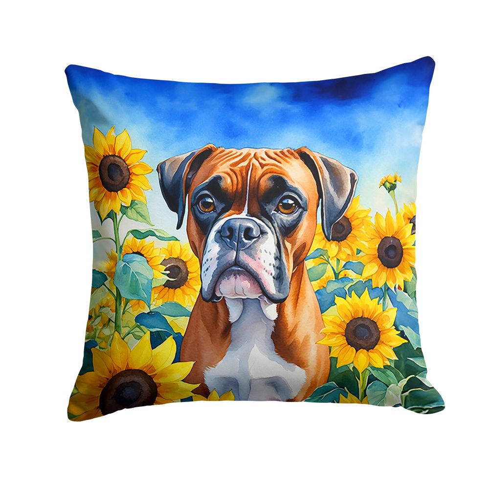 Caroline's Treasures in Sunflowers Throw Pillow, 18Hx18W, Boxer 6037