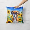 Caroline's Treasures in Sunflowers Throw Pillow, 18Hx18W, Boxer 6037 view 2