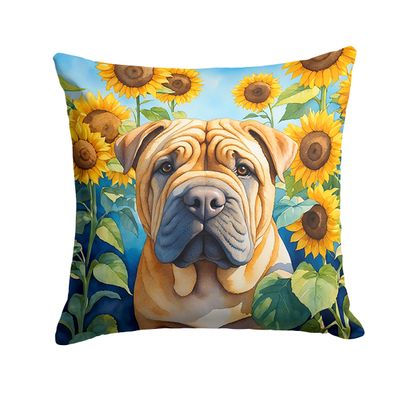 Caroline's Treasures in Sunflowers Throw Pillow, 18Hx18W, Shar Pei 6159