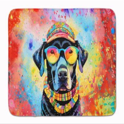 Caroline's Treasures Black Labrador Hippie Dawg Memory Foam Kitchen Mat Machine Washable Anti-Fatigue Mat Cushion Comfort Bath Mat or Kitchen Rug