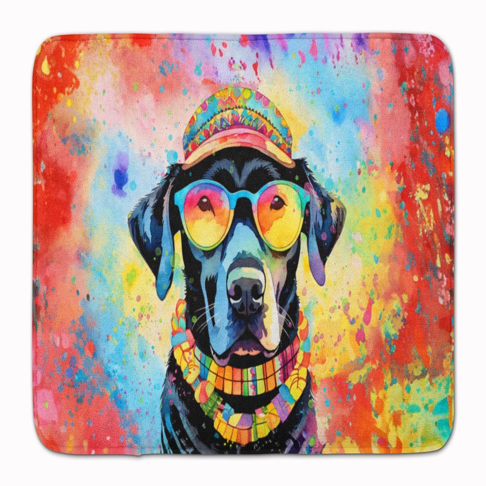 Caroline's Treasures Black Labrador Hippie Dawg Memory Foam Kitchen Mat Machine Washable Anti-Fatigue Mat Cushion Comfort Bath Mat or Kitchen Rug