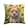 Caroline's Treasures in Sunflowers Throw Pillow, 14Hx14W, Border Terrier 6033 view 1