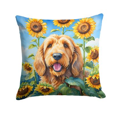Caroline's Treasures in Sunflowers Throw Pillow, 14Hx14W, Otterhound 6130