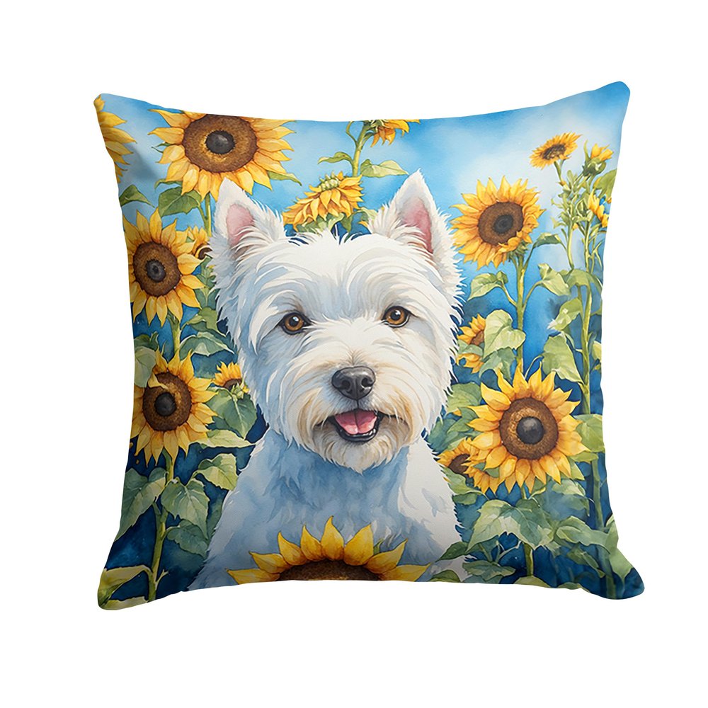 Caroline's Treasures in Sunflowers Throw Pillow, 18Hx18W, Westie 6173