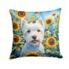 Caroline's Treasures in Sunflowers Throw Pillow, 18Hx18W, Westie 6173 view 1