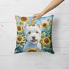 Caroline's Treasures in Sunflowers Throw Pillow, 18Hx18W, Westie 6173 view 2