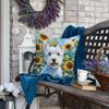 Caroline's Treasures in Sunflowers Throw Pillow, 18Hx18W, Westie 6173 view 4