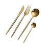 IFAJOOR Flatware Silverware Set, 4/16/24/32 Pieces 304 Stainless Steel Cutlery Cutlery And Spoon Set Steak Cutlery, Cutlery Set (Color : GOLDEN, Size : 1Set-4Pcs) view 1