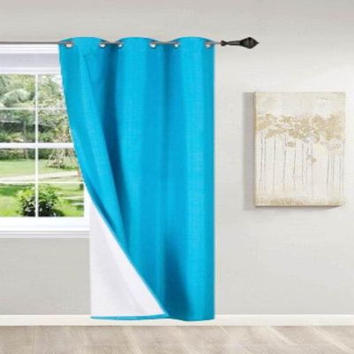 1 Piece Lined Faux Silk 100% Blackout Window Panel Curtain Thermal Silver Grommets Living/Room Bedroom/Home Decor 35" Width x 84" Length Noa (Turquoise Aqua)