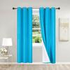 1 Piece Lined Faux Silk 100% Blackout Window Panel Curtain Thermal Silver Grommets Living/Room Bedroom/Home Decor 35" Width x 84" Length Noa (Turquoise Aqua) view 2