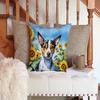 Caroline's Treasures in Sunflowers Throw Pillow, 14Hx14W, Rat Terrier 6147 view 3