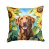Caroline's Treasures in Sunflowers Throw Pillow, 14Hx14W, Chesapeake Bay Retriever 6050 view 1