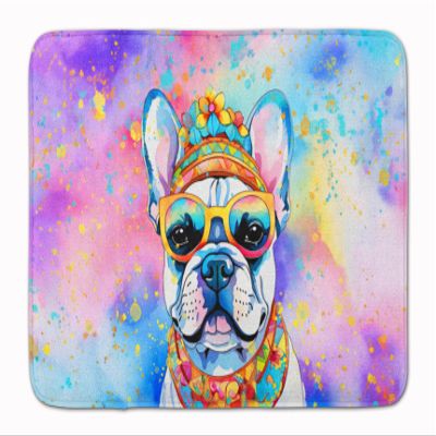 Caroline's Treasures French Bulldog Hippie Dawg Memory Foam Kitchen Mat Machine Washable Anti-Fatigue Mat Cushion Comfort Bath Mat or Kitchen Rug