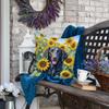 Caroline's Treasures in Sunflowers Throw Pillow, 18Hx18W, Curly-Coated Retriever 6064 view 4