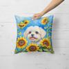 Caroline's Treasures in Sunflowers Throw Pillow, 18Hx18W, Maltese 6117 view 2