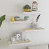 Jiaocha Wall Shelves 4 pcs Oak and White 23.6""x9.3""x1.5"" MDF Shelving Wall Mounted Shelves for Bedroom Shelves for Wall Wall Shelves, Brown view 1
