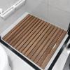 21 24 25 26 27 30 Inch Length Teak Solid Wood Shower Floor Mat, Square Bath Floor Mat with Anti-Slip Foot & with Center Drain Hole, for Inside Shower/Tiled Floor(27x36in(68.5x91.4cm)) view 1