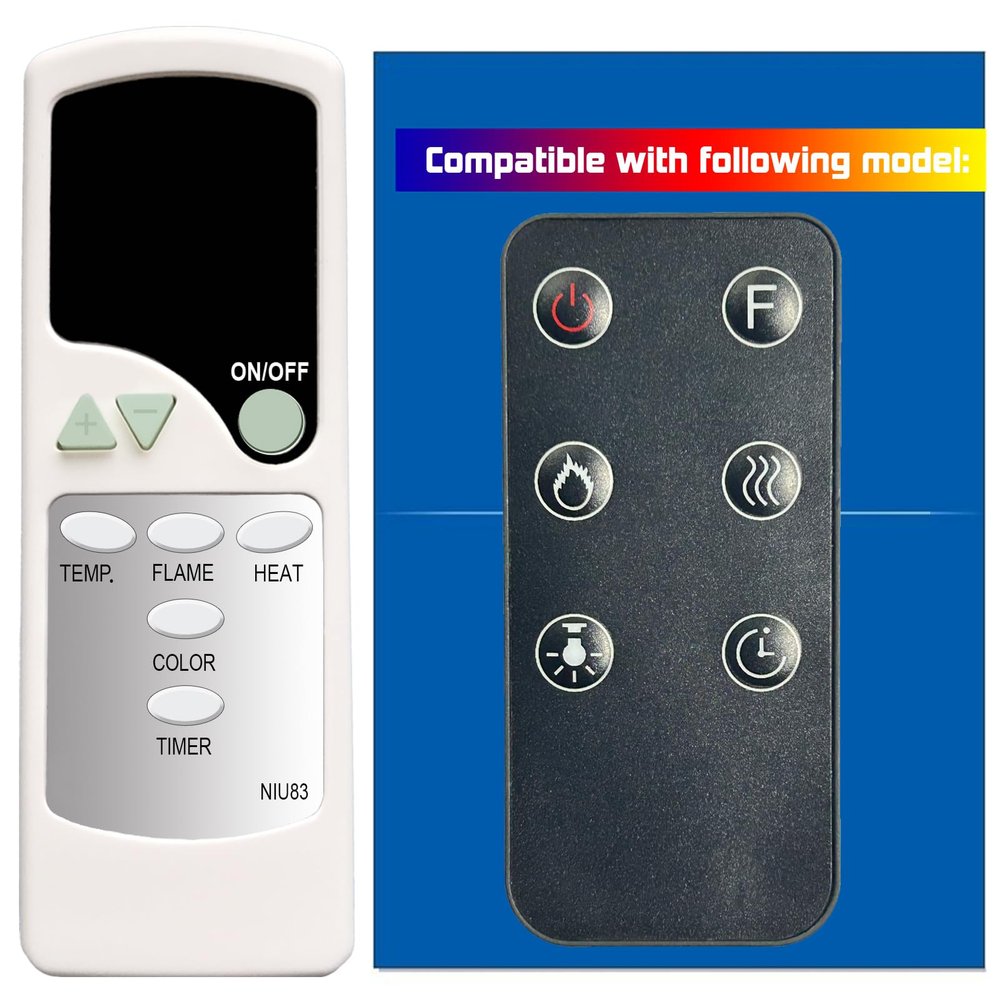 XINJISHIMIN Replacement Remote Control for Intertek IF-40FSB IF-50FSB IF-60FSB Wall-Mounted Recessed Electric Fireplace