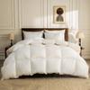 BPC Lightweight Organic Feather Down Comforter Oversized Queen, Hotel-Luxury Fluffy Duvet Insert with Cotton Cover and Puffy Feather Down Filling, for Summer/Hot Sleepers, Ivory White, 98x98 Inches view 1