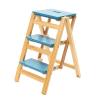 Multi-Function Ladder Folding 3 Step Ladder Stool, Foldable Solid Wood Ladder, Portable Lightweight Stepladder with Anti-Slip Wide Pedal, Wide Step Stool for Library Office Home 330lbs Drying Ladder ( view 1